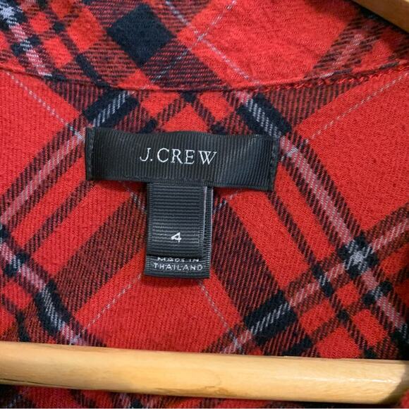 J. Crew Red Plaid Flannel Button Down Shirt - Picture 3 of 9